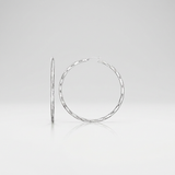 RCJ - Sterling Silver Large Hoop Earring with Hammered Texture - One Size - Silver - View 4