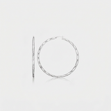 RCJ - Sterling Silver Large Hoop Earring with Hammered Texture - One Size - Silver - View 3