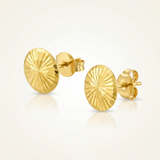 RCJ - 14k Yellow Gold Diamond Cut Flat Design Stud Earrings - One Size - Gold - View 3