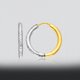 RCJ - 14k Two-Tone Gold Hoop Earrings with Textured Style - One Size - Gold - View 2