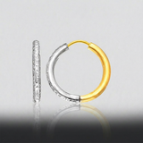 RCJ - 14k Two-Tone Gold Hoop Earrings with Textured Style - One Size - Gold - View 4
