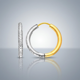 RCJ - 14k Two-Tone Gold Hoop Earrings with Textured Style - One Size - Gold - View 3