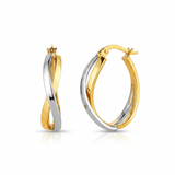 14k Two-Tone Gold Twisted Style Polished Hoop Earrings — One Size / Gold — view 1