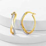 RCJ - 14k Two-Tone Gold Twisted Style Polished Hoop Earrings - One Size - Gold - View 2