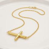 RCJ - 14k Yellow Gold Necklace with a Polished Cross Design - 18 - Gold - View 3