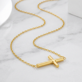 RCJ - 14k Yellow Gold Necklace with a Polished Cross Design - 18 - Gold - View 2