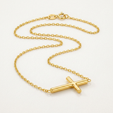 RCJ - 14k Yellow Gold Necklace with a Polished Cross Design - 18 - Gold - View 4