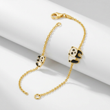 RCJ - 14k Yellow Gold Childrens Bracelet with Enameled Panda Bears - Gold - View 2
