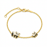 RCJ - 14k Yellow Gold Childrens Bracelet with Enameled Panda Bears - Gold - View 4