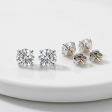 RCJ - 14 k WhiteGold Stud Earrings with White Hue Faceted Cubic Zirconia - One Size - Silver - View 2