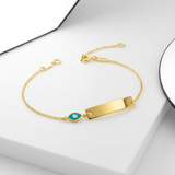 RCJ - 14k Yellow Gold 5 1/2 inch Childrens ID Bracelet with Enameled Eye - 5.5 - Gold - View 2
