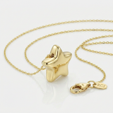 RCJ - 14k Yellow Gold Necklace with Shiny Puffed Sliding Star Charm - 18 - Gold - View 3