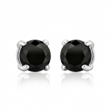14k White Gold Black 3mm Faceted Cubic Zirconia Stud Earrings — One Size / Black — view 1