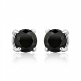 RCJ - 14k White Gold Black 3mm Faceted Cubic Zirconia Stud Earrings - One Size - Black - View 2