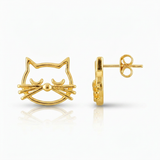 RCJ - 14K Yellow Gold Cat Head Earrings - One Size - Gold - View 4