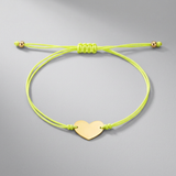 RCJ - 9 1/4 inch Yellow Cord Adjustable Bracelet with 14k yellow Gold Heart - 9.25 - Gold - View 2