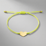 RCJ - 9 1/4 inch Yellow Cord Adjustable Bracelet with 14k yellow Gold Heart - 9.25 - Gold - View 4