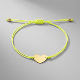 RCJ - 9 1/4 inch Yellow Cord Adjustable Bracelet with 14k yellow Gold Heart - 9.25 - Gold - View 3