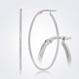 RCJ - 14k White Gold Slim Oval Shape Hoop Earrings - One Size - Silver - View 3