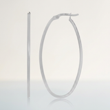 RCJ - 14k White Gold Slim Oval Shape Hoop Earrings - One Size - Silver - View 4