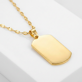 RCJ - 14K Yellow Gold Dog Tag Necklace - 18 - Gold - View 2