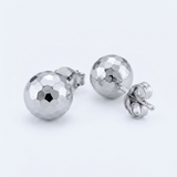 RCJ - 14 k White Gold Ball Earrings with Faceted Texture - One Size - Silver - View 3