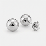 RCJ - 14 k White Gold Ball Earrings with Faceted Texture - One Size - Silver - View 4