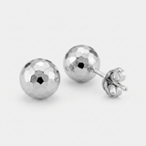 RCJ - 14 k White Gold Ball Earrings with Faceted Texture - One Size - Silver - View 2