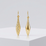 RCJ - Reversible Textured and Smooth Puffed Marquise Shape Earrings in 10k Yellow Gold - One Size - Gold - View 4