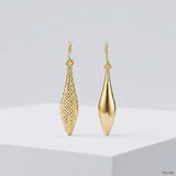 RCJ - Reversible Textured and Smooth Puffed Marquise Shape Earrings in 10k Yellow Gold - One Size - Gold - View 2