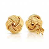 RCJ - 10k Yellow Gold Love Knot with Ridge Texture Earrings - One Size - Gold - View 3