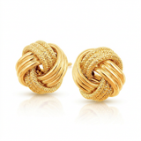 RCJ - 10k Yellow Gold Love Knot with Ridge Texture Earrings - One Size - Gold - View 2