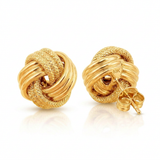 RCJ - 10k Yellow Gold Love Knot with Ridge Texture Earrings - One Size - Gold - View 4