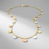 RCJ - 14K Tri Color Necklace with Dangling Circles - 18 - Gold - View 4