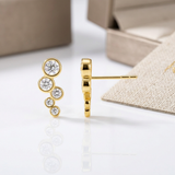 RCJ - 14k Yellow Gold Climber Post Earrings with Circles and Cubic Zirconias - One Size - Gold - View 2