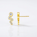 RCJ - 14k Yellow Gold Climber Post Earrings with Circles and Cubic Zirconias - One Size - Gold - View 4