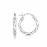 RCJ - Sterling Silver Polished Twist Design Hoop Earrings - One Size - Silver - View 2
