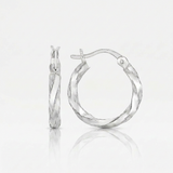 RCJ - Sterling Silver Polished Twist Design Hoop Earrings - One Size - Silver - View 4