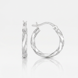 RCJ - Sterling Silver Polished Twist Design Hoop Earrings - One Size - Silver - View 3