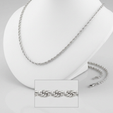 2.0mm 14k White Gold Light Rope Chain — 16 / Silver — view 3