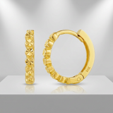 RCJ - 14k Yellow Gold Petite Textured Round Hoop Earrings - One Size - Gold - View 4