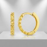 RCJ - 14k Yellow Gold Petite Textured Round Hoop Earrings - One Size - Gold - View 3