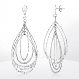 RCJ - Sterling Silver Textured Teardrop Motif Dangle Earrings - One Size - Silver - View 2