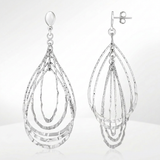 RCJ - Sterling Silver Textured Teardrop Motif Dangle Earrings - One Size - Silver - View 4