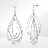 RCJ - Sterling Silver Textured Teardrop Motif Dangle Earrings - One Size - Silver - View 3