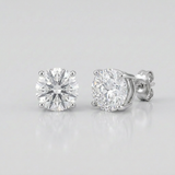 RCJ - Sterling Silver Stud Earrings with White Hue Faceted Cubic Zirconia - One Size - Silver - View 3