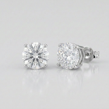 RCJ - Sterling Silver Stud Earrings with White Hue Faceted Cubic Zirconia - One Size - Silver - View 4