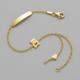 RCJ - 14k Yellow Gold Childrens Bracelet with Teddy Bear Heart and Bar - Gold - View 4