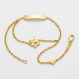 RCJ - 14k Yellow Gold Childrens Bracelet with Teddy Bear Heart and Bar - Gold - View 3
