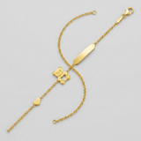 RCJ - 14k Yellow Gold Childrens Bracelet with Teddy Bear Heart and Bar - Gold - View 2